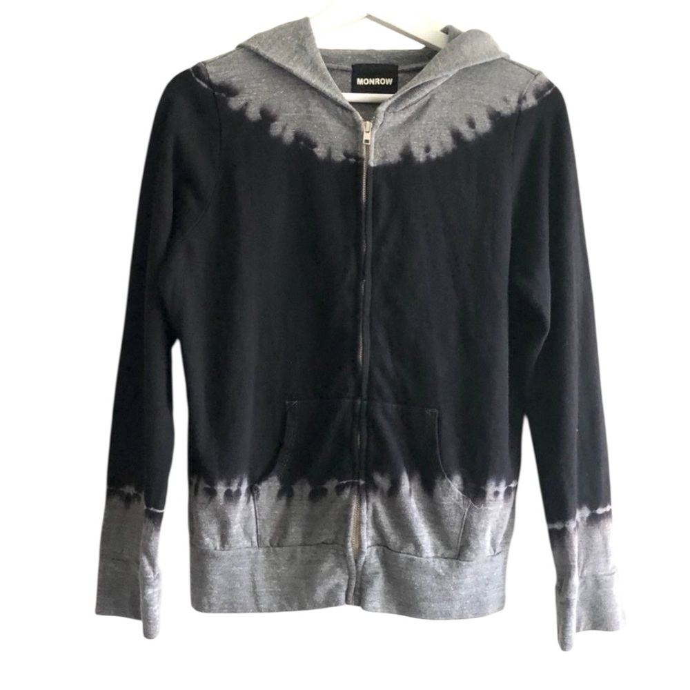 MONROW Tie Dye Black and Grey Zip
Hoodie Size XS